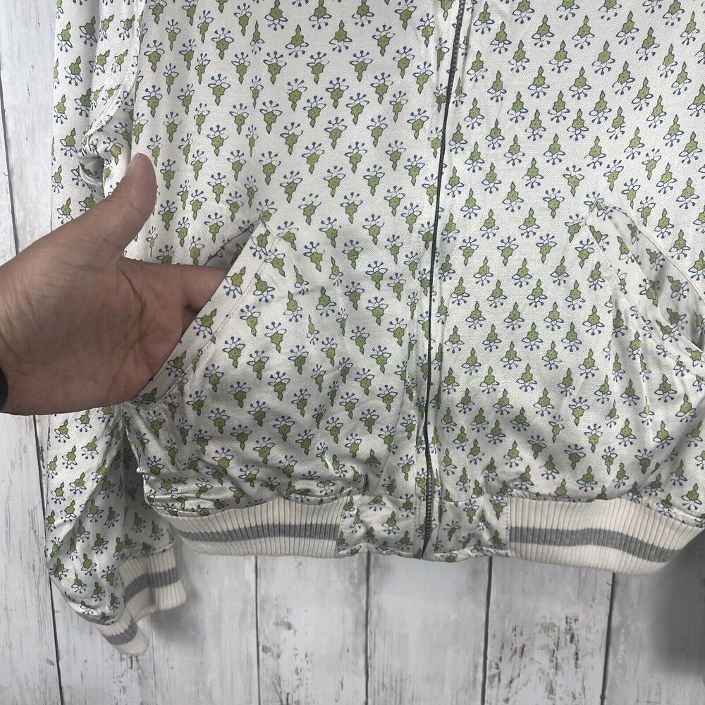Tiny Editions Anthropologie Jacket Medium Ivory Floral Amber Embroidered Bomber - Picture 7 of 11